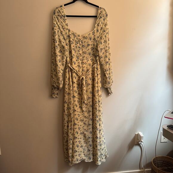 Sweet Baby Jamie Floral Smocked Dress Cream Square Neck Zip Long Sleeve Sz XL - Picture 11 of 11